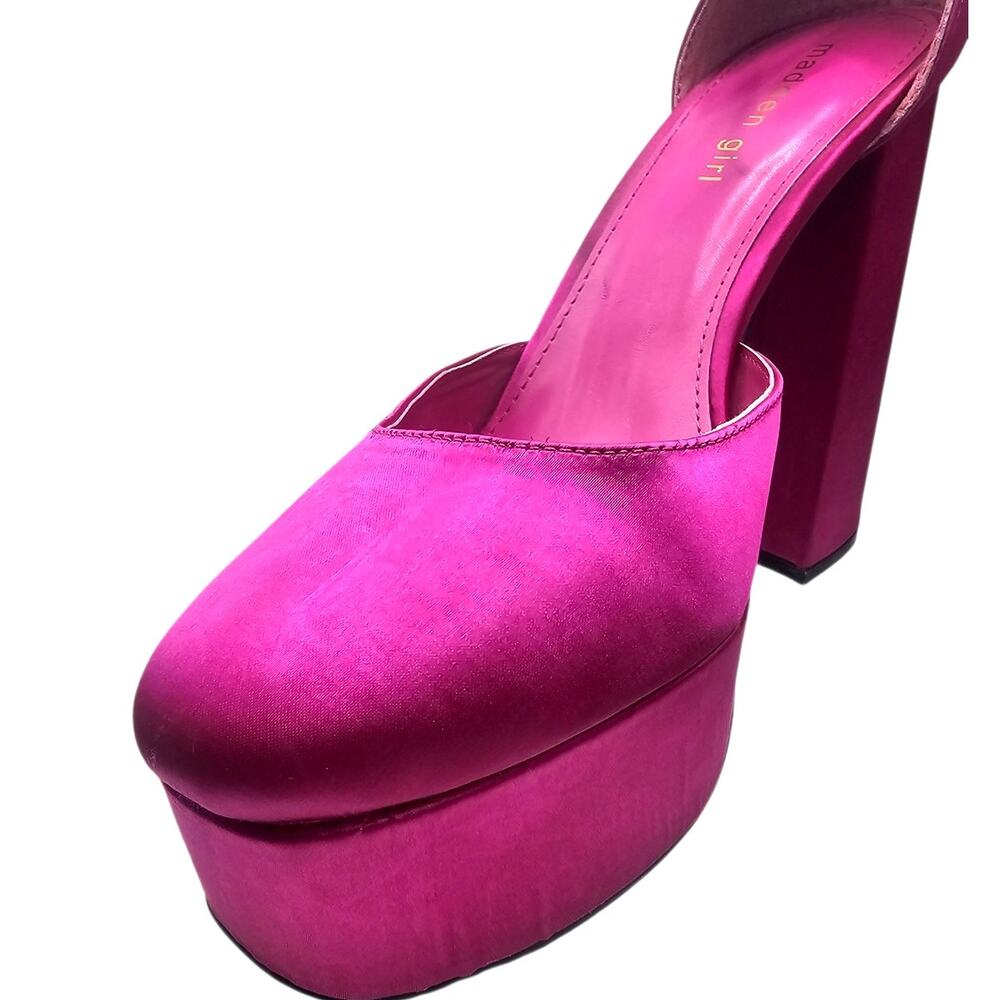 Madden Girl Magenta Pink Satin Dion Platform High Heel Pump - Picture 8 of 11